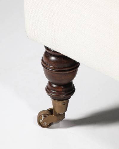 Linen Walnut and Brass Scroll Arm Lounge Chair by Jonas United States c 1990