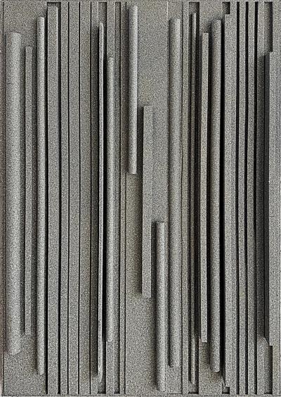 Lines of Stone Grey Hank Hecht Wood Assembledge Wall Sculpture 2002