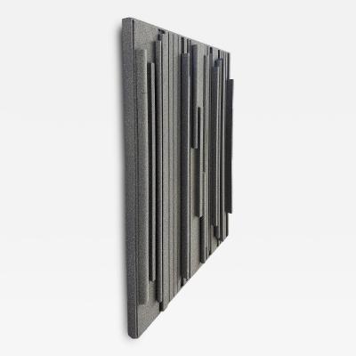 Lines of Stone Grey Hank Hecht Wood Assembledge Wall Sculpture 2002