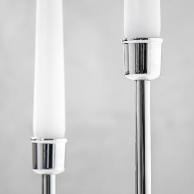 Lino Sabattini Lino Sabattini Pair of Candle Holders in Silvered Metal 2 Holders