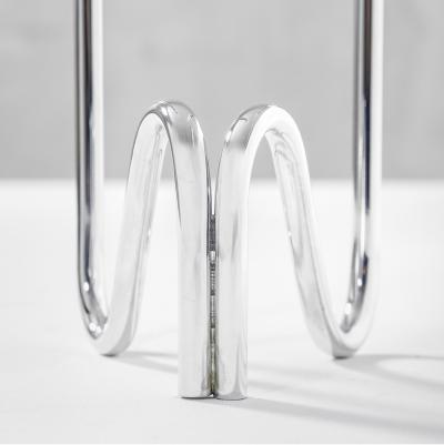 Lino Sabattini Lino Sabattini Pair of Candle Holders in Silvered Metal 2 Holders