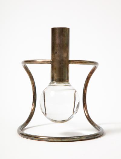 Lino Sabbatini Glass and Silver Candle Holder by Lino Sabbatini Italy c 1960