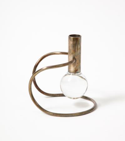 Lino Sabbatini Glass and Silver Candle Holder by Lino Sabbatini Italy c 1960
