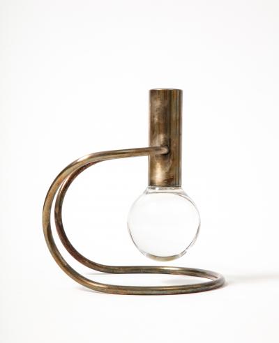 Lino Sabbatini Glass and Silver Candle Holder by Lino Sabbatini Italy c 1960