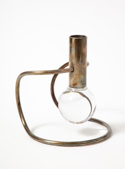 Lino Sabbatini Glass and Silver Candle Holder by Lino Sabbatini Italy c 1960