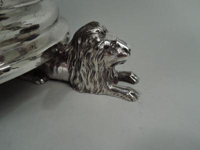 Lionel Alfred Crichton Antique Crichton English Edwardian Classical Lion Centerpiece Bowl