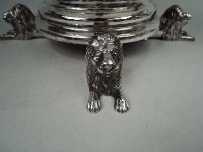 Lionel Alfred Crichton Antique Crichton English Edwardian Classical Lion Centerpiece Bowl