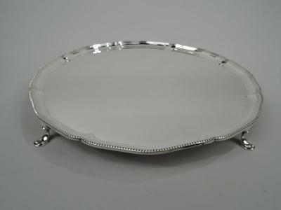 Lionel Alfred Crichton Antique English Neoclassical Sterling Silver Salver Tray by Crichton