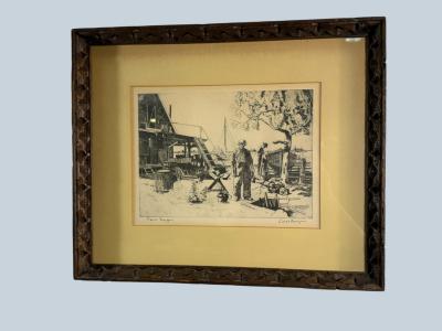 Lionel Barrymore SIGNED ETCHING POINT MUGU CALIFORNIA BY LIONEL BARRYMORE