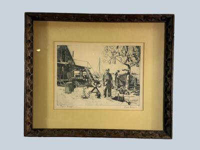 Lionel Barrymore SIGNED ETCHING POINT MUGU CALIFORNIA BY LIONEL BARRYMORE