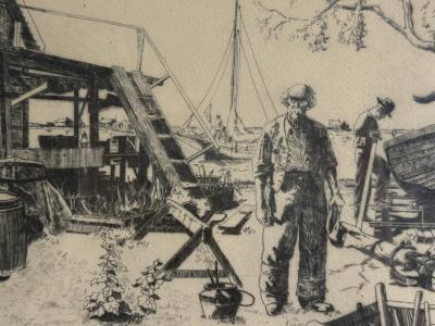 Lionel Barrymore SIGNED ETCHING POINT MUGU CALIFORNIA BY LIONEL BARRYMORE