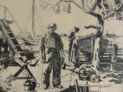 Lionel Barrymore SIGNED ETCHING POINT MUGU CALIFORNIA BY LIONEL BARRYMORE