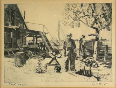 Lionel Barrymore SIGNED ETCHING POINT MUGU CALIFORNIA BY LIONEL BARRYMORE