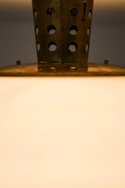 Lisa Johansson Pap Ceiling Lamp Model 71 in Brass and Opaline Glass by Lisa Johansson Pape 1950s