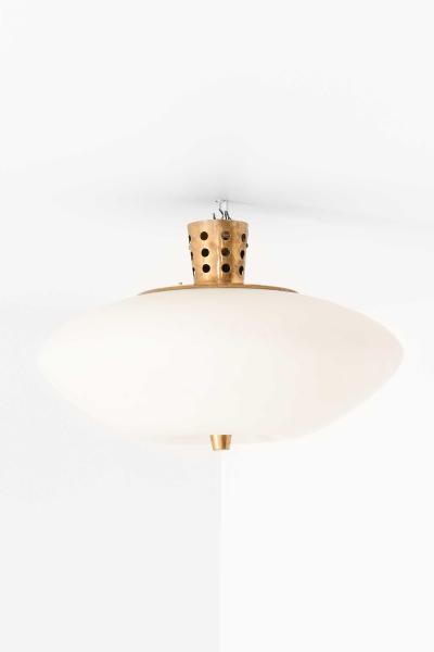 Lisa Johansson Pap Ceiling Lamp Model 71 in Brass and Opaline Glass by Lisa Johansson Pape 1950s