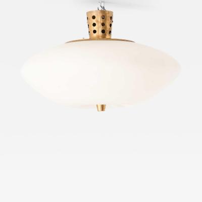 Lisa Johansson Pap Ceiling Lamp Model 71 in Brass and Opaline Glass by Lisa Johansson Pape 1950s