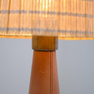 Lisa Johansson Pap Lisa Johansson Pap Table Lamp 46 186 LJP in Leather Rattan Orno 1950s