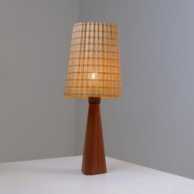 Lisa Johansson Pap Lisa Johansson Pap Table Lamp 46 186 LJP in Leather Rattan Orno 1950s