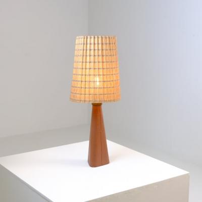 Lisa Johansson Pap Lisa Johansson Pap Table Lamp 46 186 LJP in Leather Rattan Orno 1950s