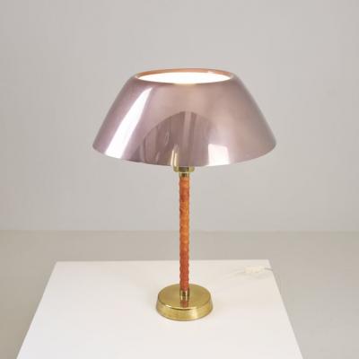 Lisa Johansson Pap Lisa Johansson Pape Ihanne Table Lamp Aubergine Brass Leather Finland 1990s