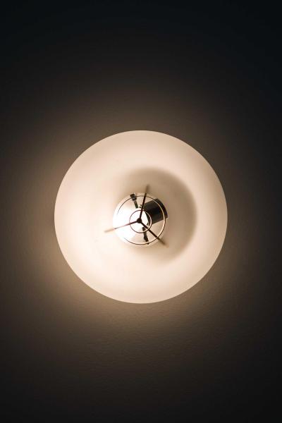 Lisa Johansson Pap Mid Century Flush Mounts in Brass Opaline Glass by Lisa Johansson Pape 1950s