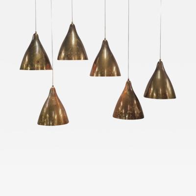 Lisa Johansson Pape A Set of Six Lisa Johansson Pap Perforated Brass Ceiling Lamps Orno 1950s