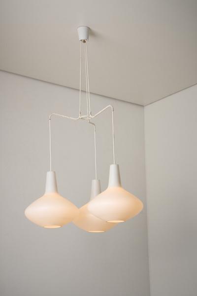 Lisa Johansson Pape Bulbo Opaline Glass Chandelier 1950s