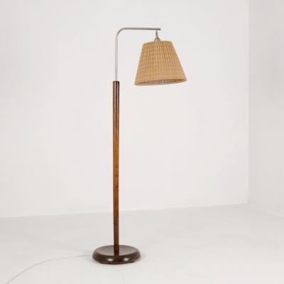 Lisa Johansson Pape Early Lisa Johansson Pape Floor Lamp in Birch Rattan Orno 1940s