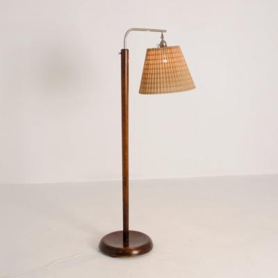 Lisa Johansson Pape Early Lisa Johansson Pape Floor Lamp in Birch Rattan Orno 1940s