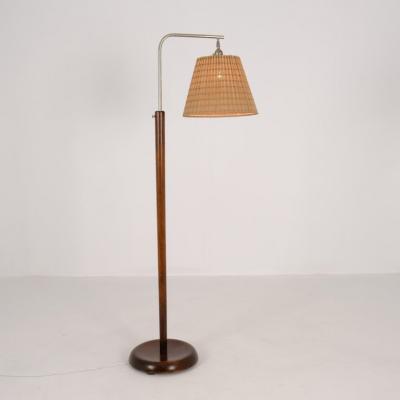 Lisa Johansson Pape Early Lisa Johansson Pape Floor Lamp in Birch Rattan Orno 1940s