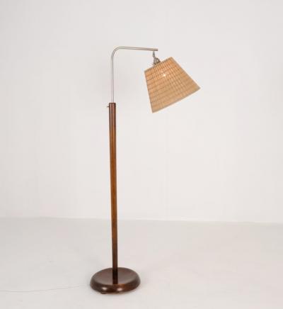 Lisa Johansson Pape Early Lisa Johansson Pape Floor Lamp in Birch Rattan Orno 1940s
