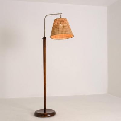 Lisa Johansson Pape Early Lisa Johansson Pape Floor Lamp in Birch Rattan Orno 1940s