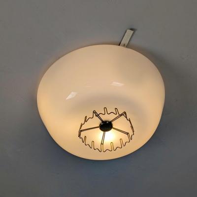 Lisa Johansson Pape Lisa Johansson Pap Brass Opaline Flush mount model 71 116 Orno 1950s