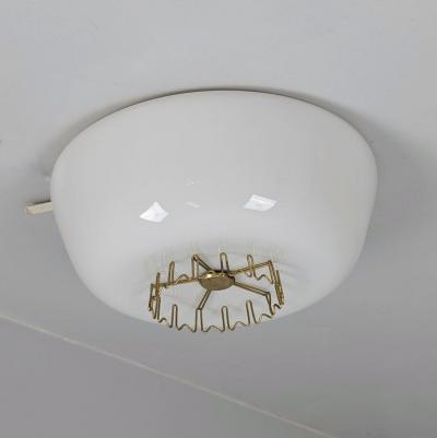 Lisa Johansson Pape Lisa Johansson Pap Brass Opaline Flush mount model 71 116 Orno 1950s