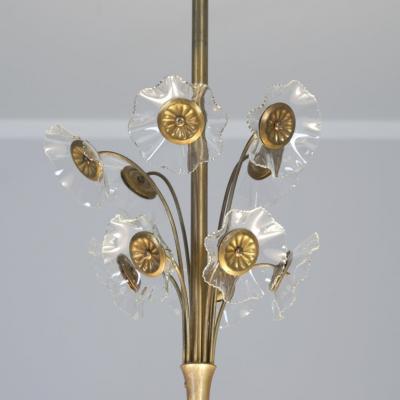 Lisa Johansson Pape Lisa Johansson Pap Flower Fountain Pendant in Brass Colored Glass Orno 1940s