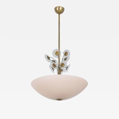 Lisa Johansson Pape Lisa Johansson Pap Flower Fountain Pendant in Brass Colored Glass Orno 1940s