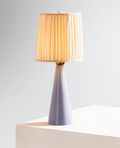 Lisa Johansson Pape Lisa Johansson Pape Blue Glass Table Lamp with Pleated Silk Shade