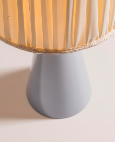 Lisa Johansson Pape Lisa Johansson Pape Blue Glass Table Lamp with Pleated Silk Shade