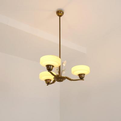 Lisa Johansson Pape Lisa Johansson Pape Brass Glass and Flowers Ceiling Lamp Orno 1940s