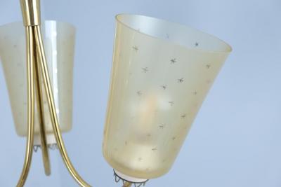 Lisa Johansson Pape Lisa Johansson Pape Ceiling Lamp 211 3 in Brass Hand Painted Glass Orno 1950s
