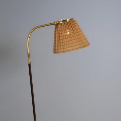 Lisa Johansson Pape Lisa Johansson Pape Floor Lamp Model 2063 in Brass Rattan Orno 1950s