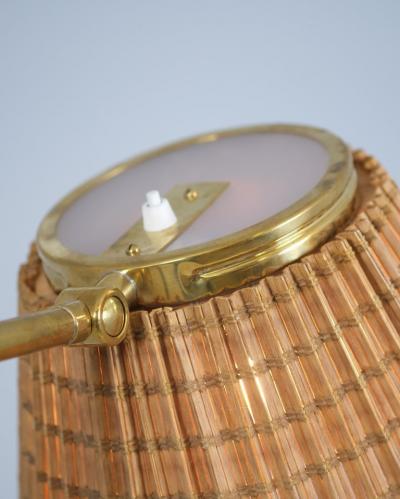 Lisa Johansson Pape Lisa Johansson Pape Floor Lamp Model 2063 in Brass Rattan Orno 1950s