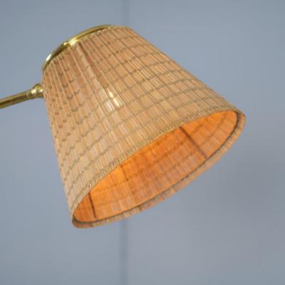 Lisa Johansson Pape Lisa Johansson Pape Floor Lamp Model 2063 in Brass Rattan Orno 1950s