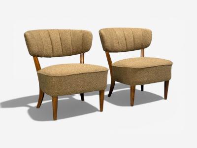 Lisa Johansson Pape Lisa Johansson Pape Lounge Chairs Brown Boucle Wood Finland 1940s