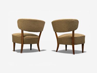 Lisa Johansson Pape Lisa Johansson Pape Lounge Chairs Brown Boucle Wood Finland 1940s