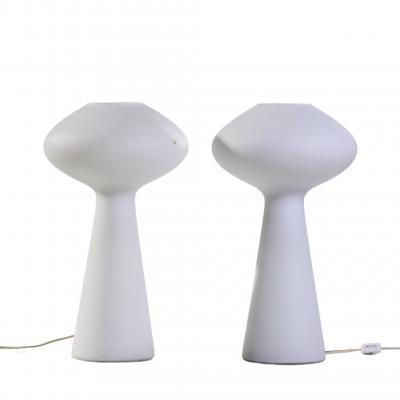 Lisa Johansson Pape Lisa Johansson Pape Mid Century Finnish Hand Blown Glass Lamps Pair