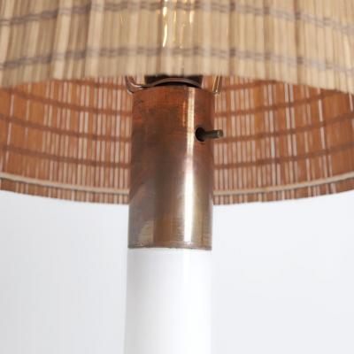 Lisa Johansson Pape Lisa Johansson Pape Pair of Table Lamps Opal Glass Copper Rattan Orno 1960s