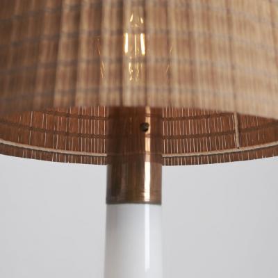 Lisa Johansson Pape Lisa Johansson Pape Pair of Table Lamps Opal Glass Copper Rattan Orno 1960s