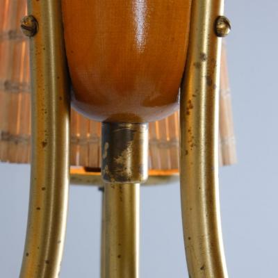 Lisa Johansson Pape Lisa Johansson Pape Pendant in Brass Birch Rattan Glass Flowers Orno 1950s