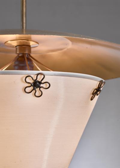 Lisa Johansson Pape Lisa Johansson Pape Rare Brass and Acrylic Pendant for Orno Finland 1950s